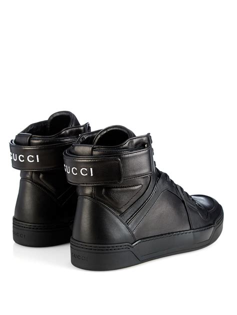 black leather gucci high top sneakers